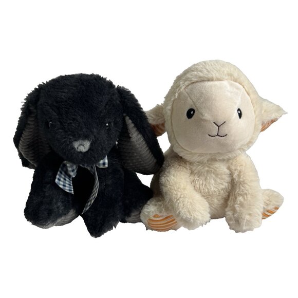 Spark Create Imagine Lamb Rattle Plush & Homerbest Black Bunny Rabbit Plush - Picture 1 of 12
